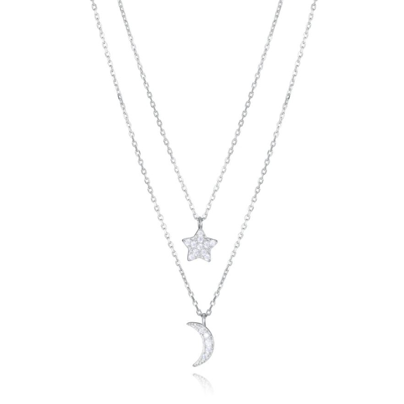 Collar Viceroy doble plata de ley con estrella y luna circonitas 13203C000-30