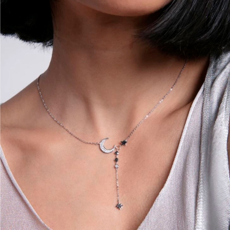 Collar Viceroy doble plata de ley con estrella y luna circonitas 13205C000-30