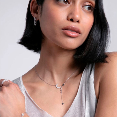 Collar Viceroy doble plata de ley con estrella y luna circonitas 13205C000-30
