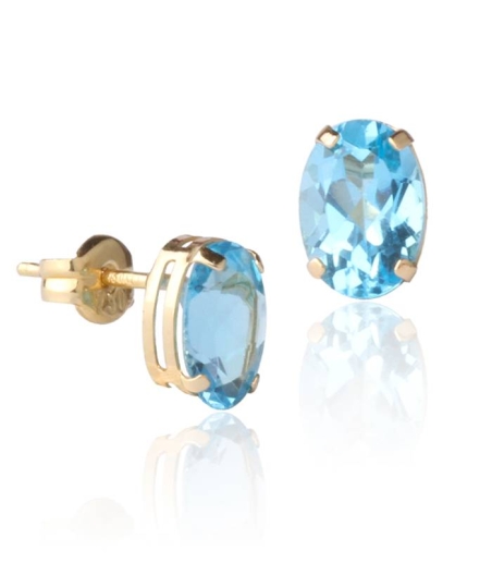 Pendientes Oro 18k y Topacio azul