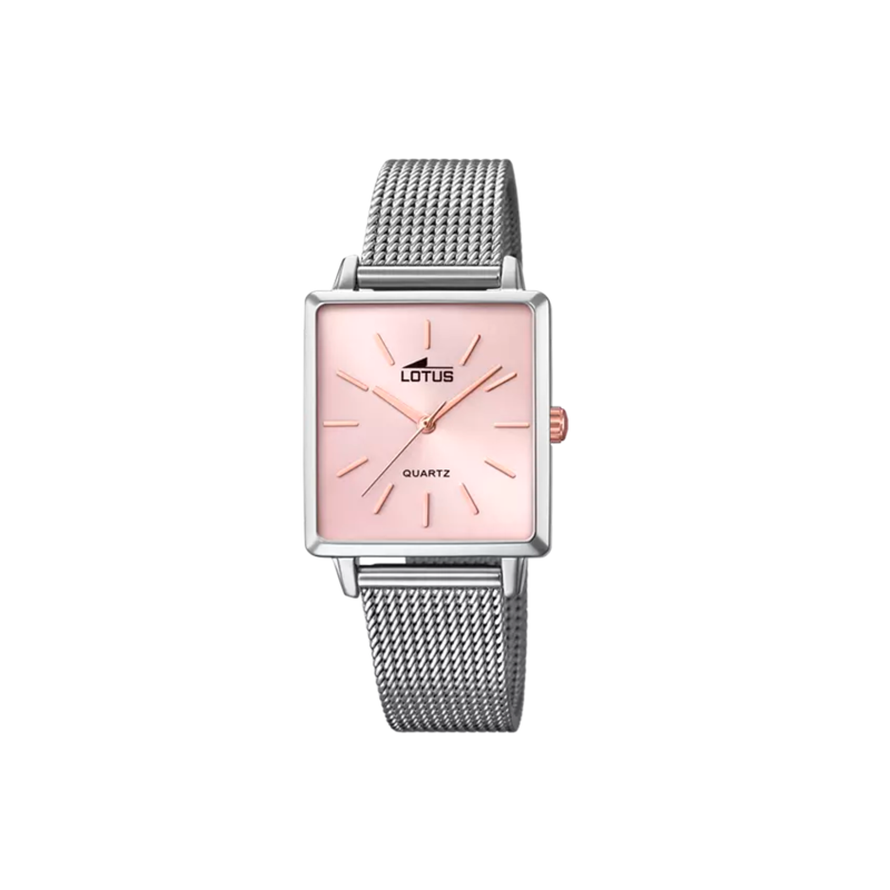 Reloj Lotus Square series esfera rosa acero inoxidable 316L mujer 18718/2