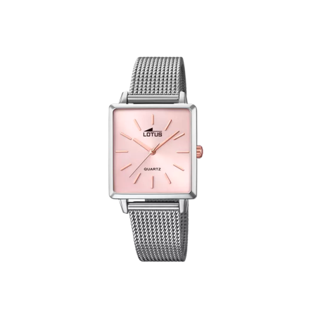 Reloj Lotus Square series esfera rosa acero inoxidable 316L mujer 18718/2