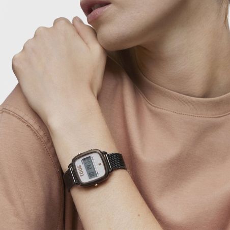 Reloj Tous digital brazalete de acero IPG gris D-Logo 300358300