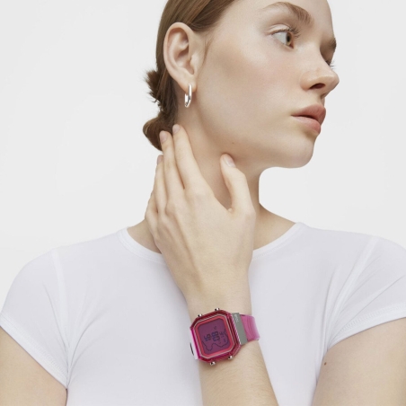 Reloj Tous digital fucsia y acero D-BEAR Fresh 3000131000
