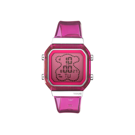 Reloj Tous digital fucsia y acero D-BEAR Fresh 3000131000