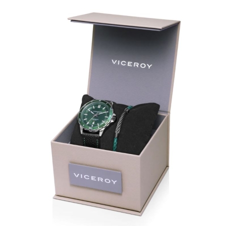 Reloj Viceroy caja de aluminio correa cuero verde 46843-67