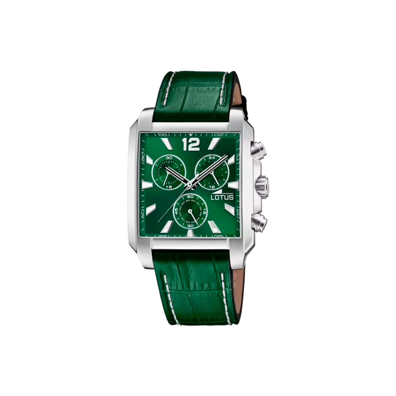 Reloj Lotus Square Series verde correa cuero hombre 18851/3