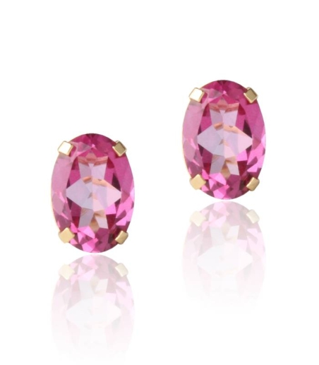 Pendientes Oro 18k y topacio rosa