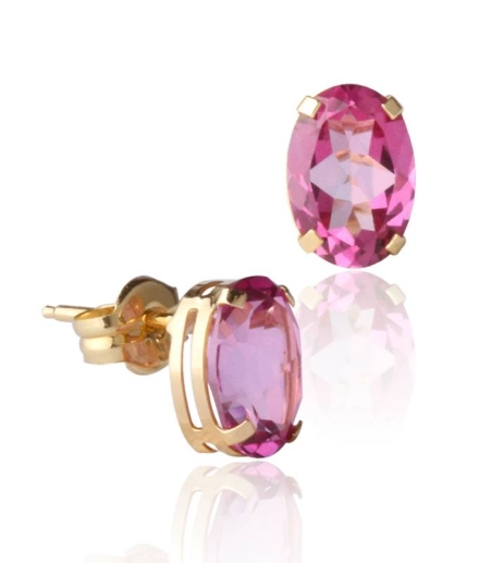 Pendientes Oro 18k y topacio rosa