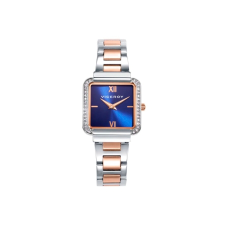 Reloj Viceroy caja de acero bicolor con circonitas esfera azul 401244-33