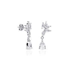 Pendientes Plata primera ley y circonitas  Leona 