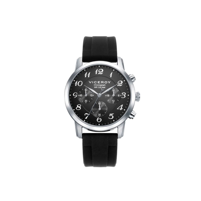 Reloj Viceroy hombre correa de silicona y esfera negra con cronógrafo 41147-55