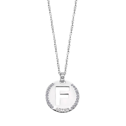 Collar Lotus medalla letra F circonitas LP1597-1/F