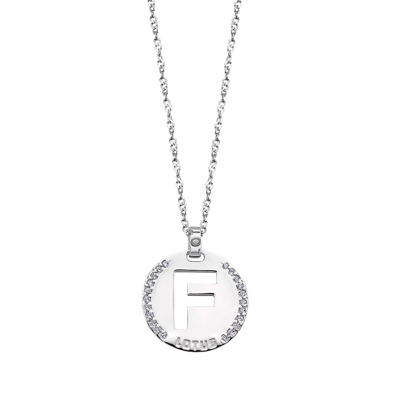 Collar Lotus medalla letra F circonitas LP1597-1/F