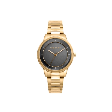 Reloj Viceroy dorado para mujer con esfera gris de tres agujas 401230-16