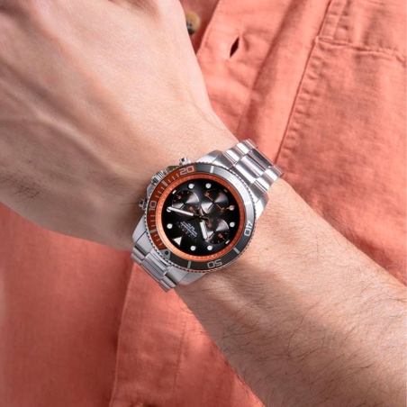 Reloj Viceroy caja acero con bisel de aluminio bicolor en negro y naranja 42453-17