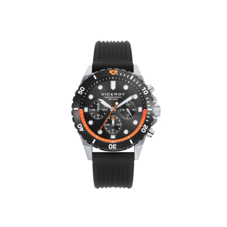Reloj Viceroy caja de acero con bisel giratorio y correa de silicona negra 401369-57