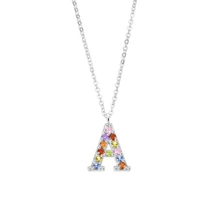 Collar Lotus Letra A y circonitas colores LP3426-1/A