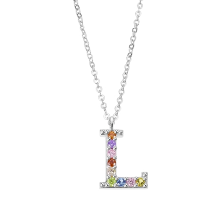 Collar Lotus Letra L y circonitas colores LP3426-1/L