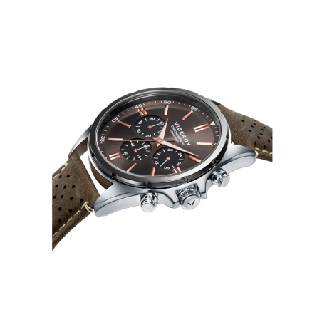 Reloj Viceroy hombre Magnum acero bicolor ip gris y correa de piel 471297-57