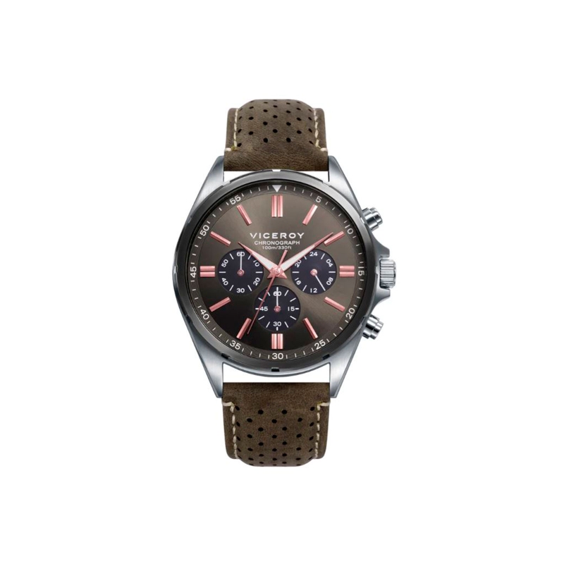 Reloj Viceroy hombre Magnum acero bicolor ip gris y correa de piel 471297-57