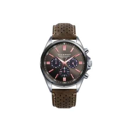 Reloj Viceroy hombre Magnum acero bicolor ip gris y correa de piel 471297-57