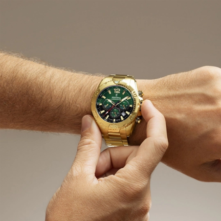 Reloj Festina Hombre Dorado Esfera Verde F20684/3