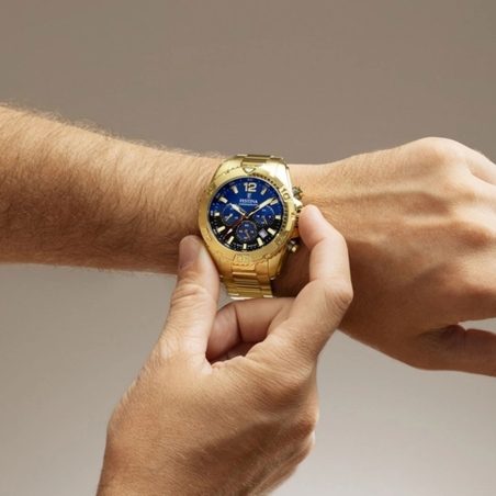 Reloj Festina Hombre Dorado Esfera Azul F20684/2