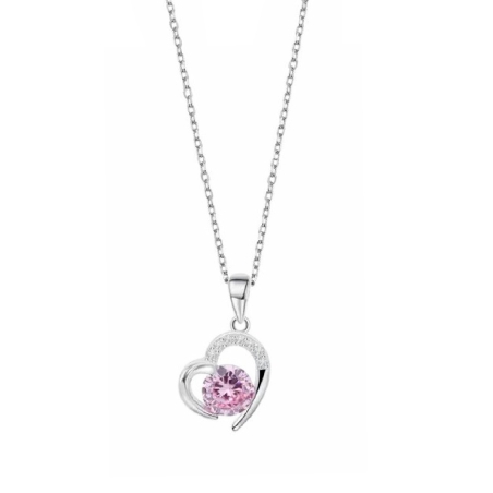 Collar Lotus Corazón y circonita rosa LP3106-1/2