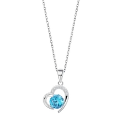 Collar Lotus Corazón y circonita azul LP3106-1/3