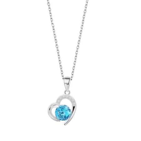 Collar Lotus Corazón y circonita azul LP3106-1/3