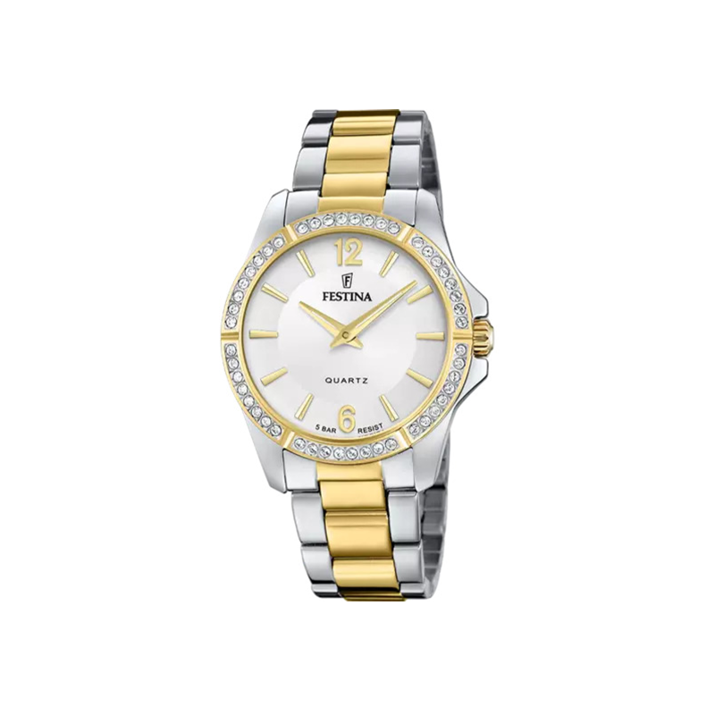 Reloj Festina Mujer bicolor esfera plateada y circonitas F20594/1