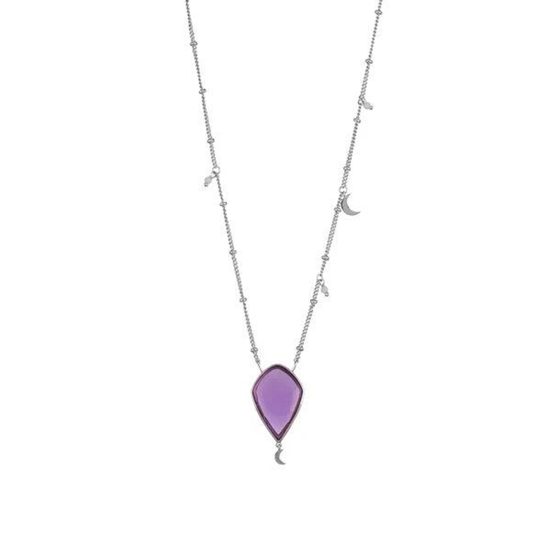 Collier Vintage AGATA PARIS Avec Cœur Et Charms - Longueur 82 Cm - Argenté - Occasion En Bon état