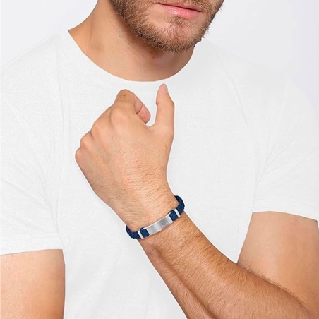 Pulsera Hugo Boss Hombre Azul Trenzada 1580609M
