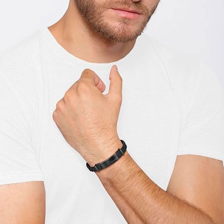 Pulsera Hugo Boss Hombre Negra Trenzada 1580608M