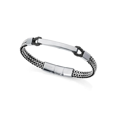 Pulsera Viceroy hombre acero trenzado piel negra 14219P01000