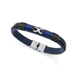Pulsera Viceroy hombre acero piel azul y negra 75380P01013
