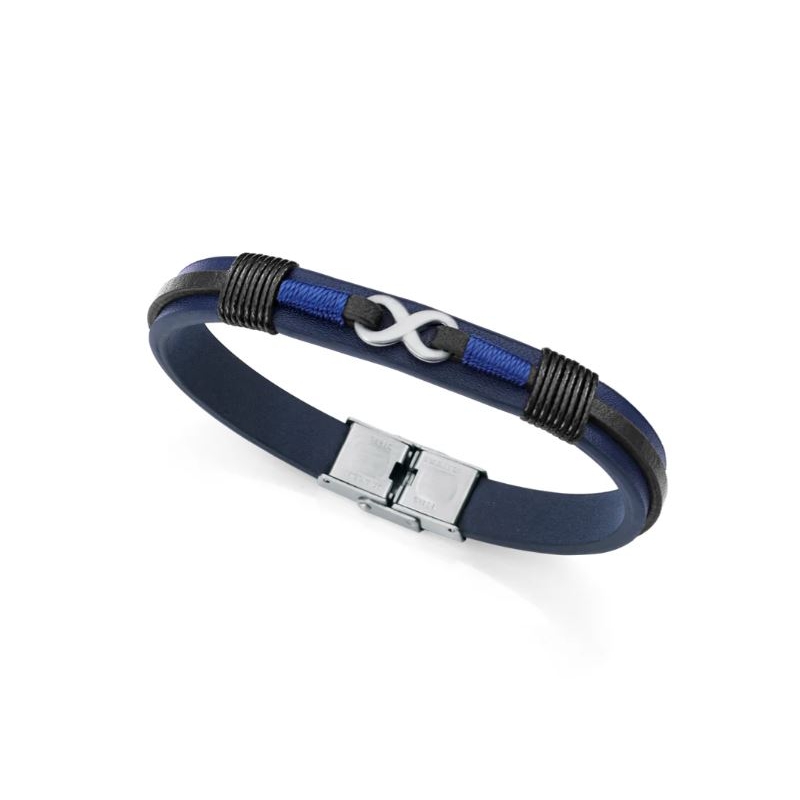 Pulsera Viceroy hombre acero piel azul y negra 75380P01013