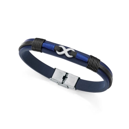 Pulsera Viceroy hombre acero piel azul y negra 75380P01013