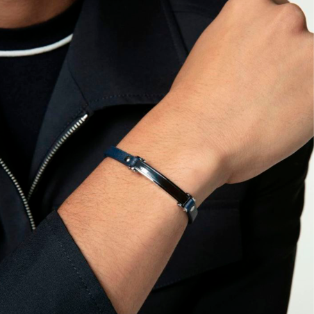 Pulsera Viceroy de hombre de acero y piel azul 75379P01013