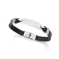 Pulsera Viceroy hombre acero piel negra 15170P01011