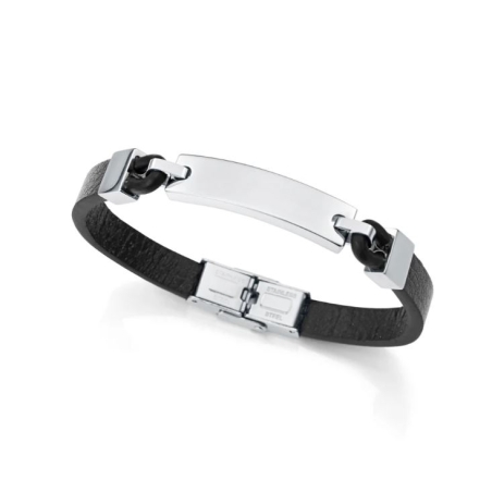 Pulsera Viceroy hombre acero piel negra 15170P01011