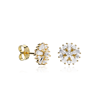 Pendientes Oro 18k y circonitas "Clavel"