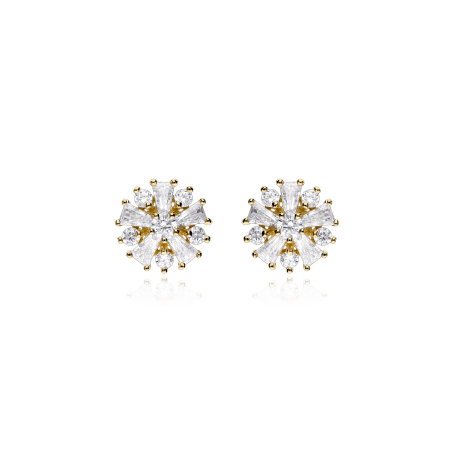 Pendientes Oro 18k y circonitas "Clavel"
