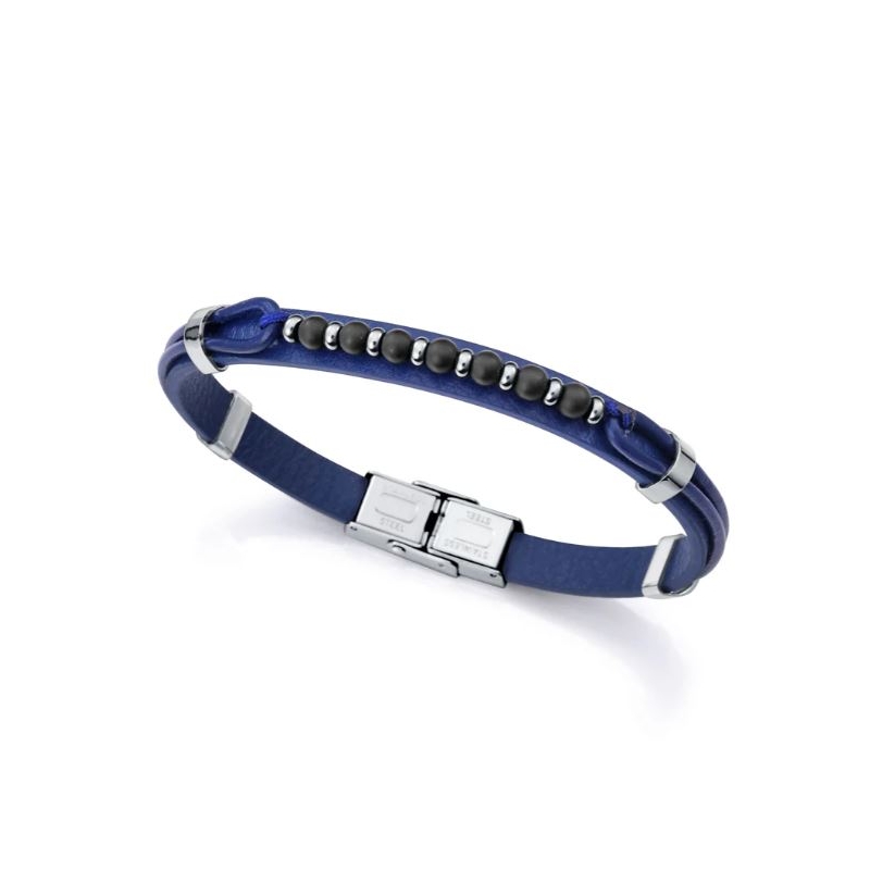 Pulsera Viceroy hombre acero piel azul 15169P01013