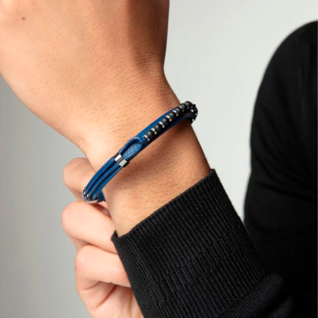 Pulsera Viceroy hombre acero piel azul 15169P01013