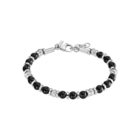Pulsera Lotus Style Mujer Acero Plateada Y Negra LS2446-2/2