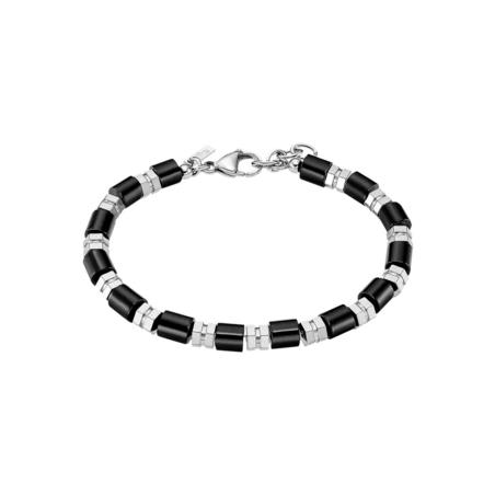 Pulsera Lotus Style Mujer Acero Plateada Y Negra LS2451-2/1