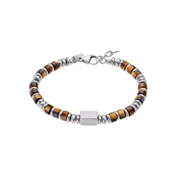 Pulsera Lotus Style Mujer Acero Plateada Y Marrón LS2448-2/1