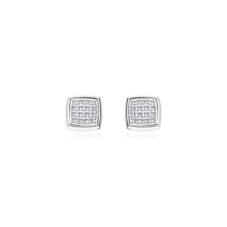 Pendientes Cuadrados "Maya" diamantes y oro blanco 18k